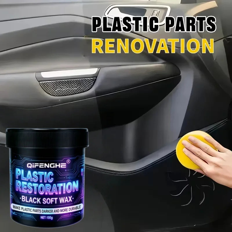 Plastic Restoration Wax & Sponge | Restores Faded Black Trim Car Plastic Restorer QXL