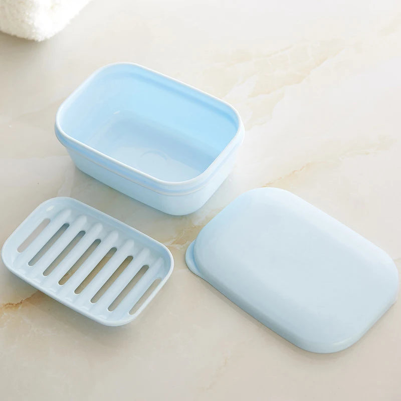 Portable Soap Box with Lid, Waterproof Seal & Drain Tray Travel Soap Box QXL