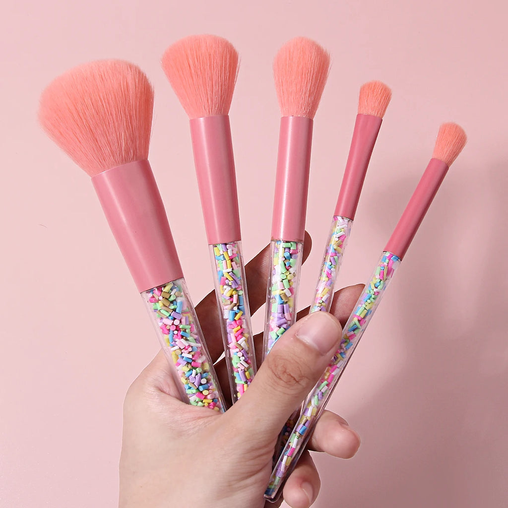 KOSSHOW 9-Piece Pink Makeup Brush Kit with Puffs & Holder Makeup Brush Set QXL