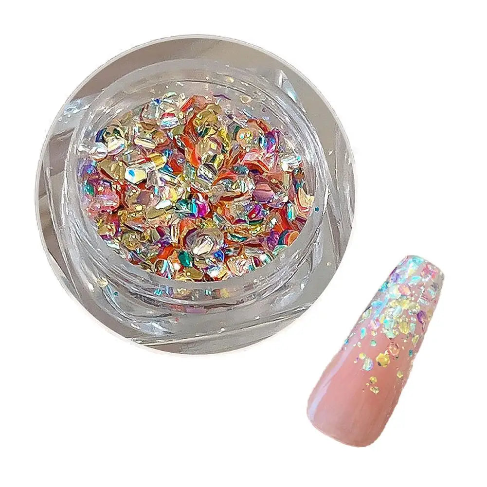 Iridescent Nail Glitter Flakes | Sparkle Sequin Pigment Powder Nail Glitter Flakes QXL C CN