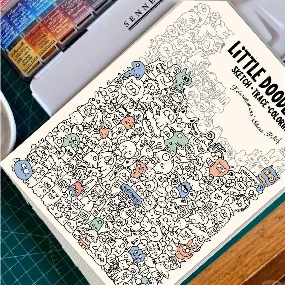 A4 Cute Doodle Coloring & Tracing Book for Kids & Adults Coloring Tracing Book QXL