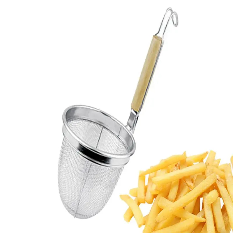 Stainless Steel Mesh Strainer Basket with Wood Handle Mesh Strainer Basket QXL