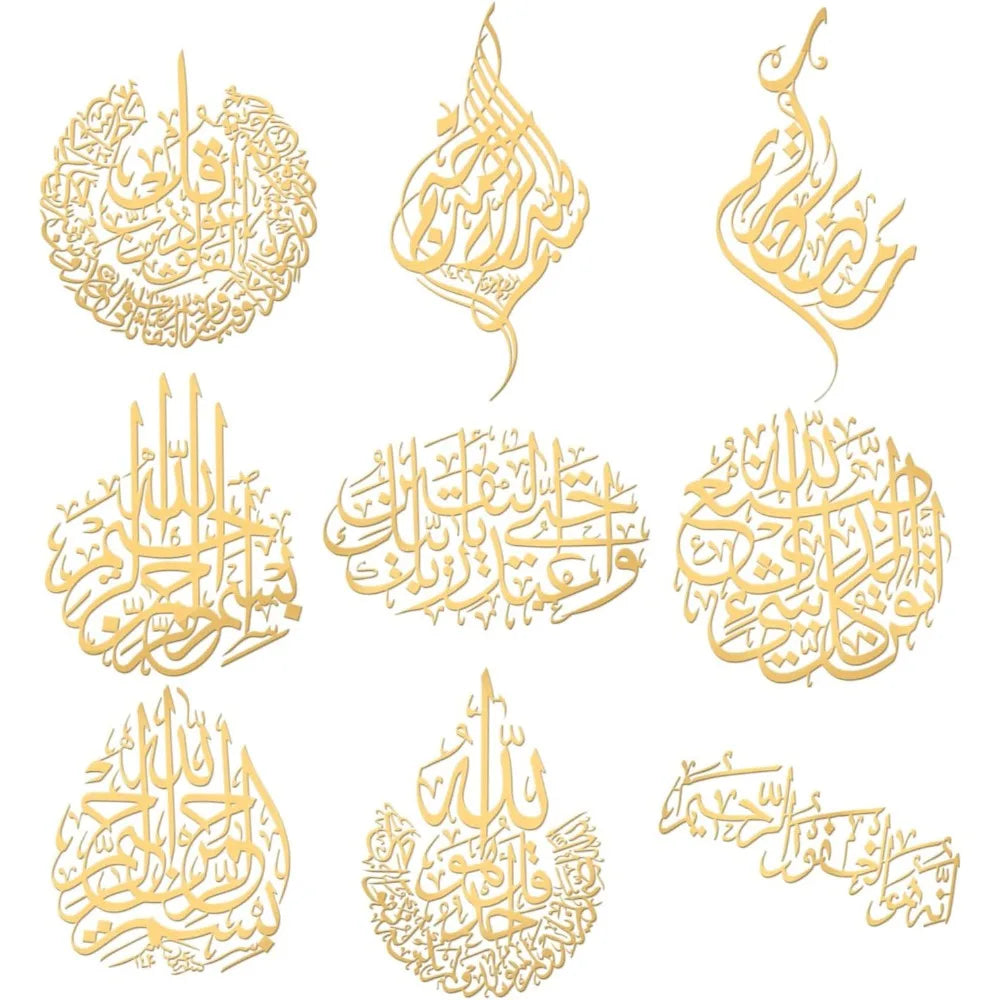 9-Pack Islamic Script Metal Gold Stickers | DIY Resin Craft Craft Stickers QXL