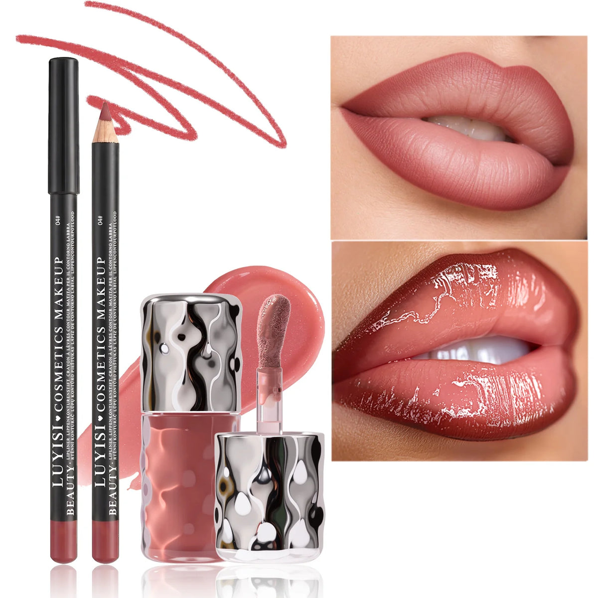 Dairy Lip Kit – Matte Lip Liner & Hydrating Lip Gloss Set Lip Makeup Set QXL