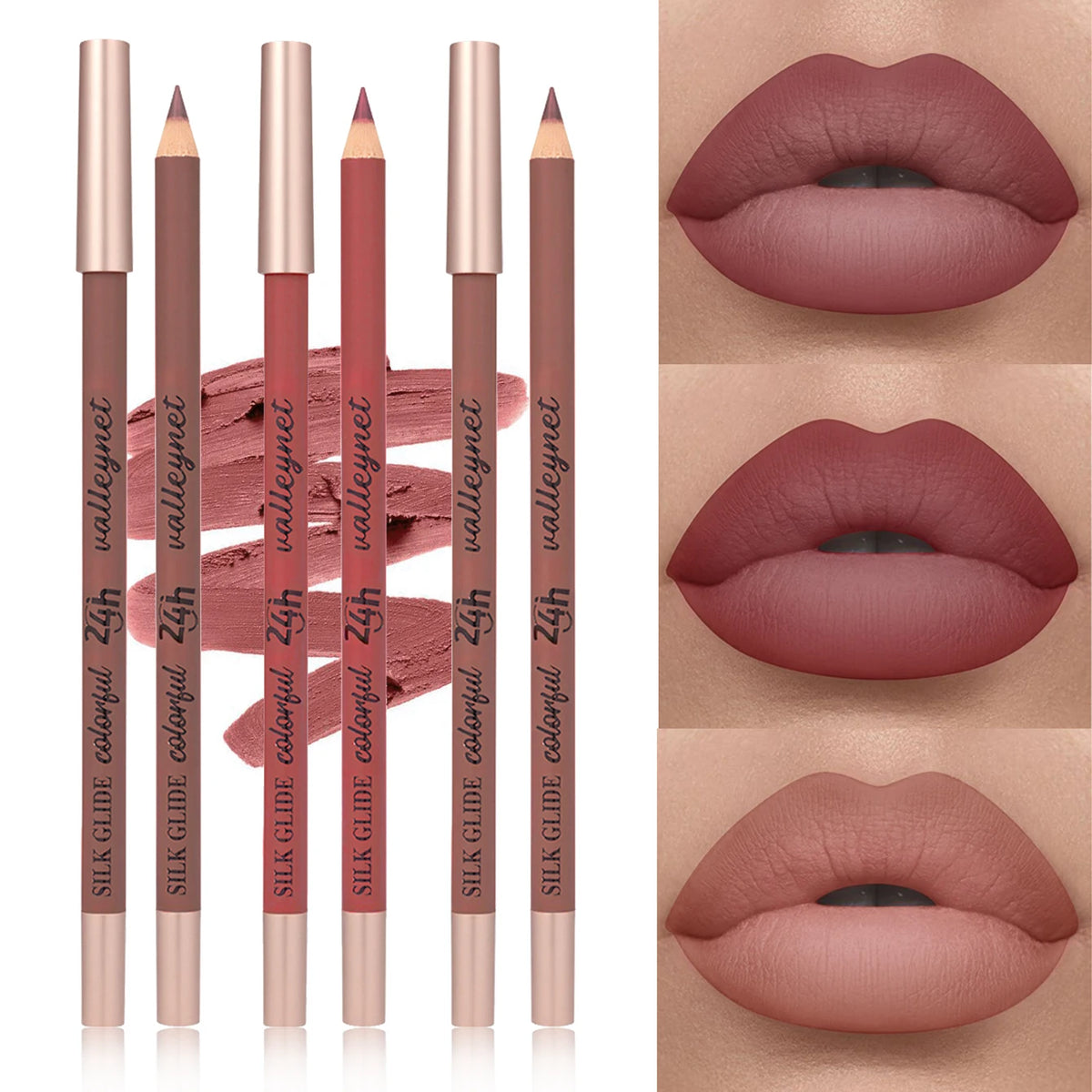 3-Pack Brown Matte Lip Liner | Waterproof & Long-Lasting Lip Liner Set QXL