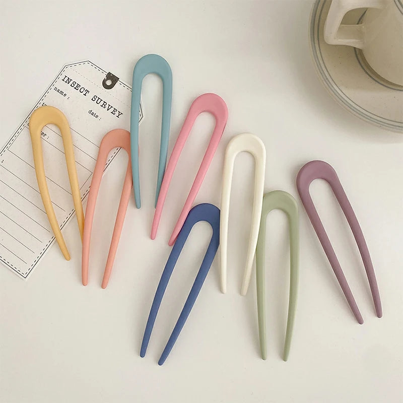 Korean Shell Hair Sticks | U-Shape Hairpins & Bun Maker Hair Sticks & Pins QXL