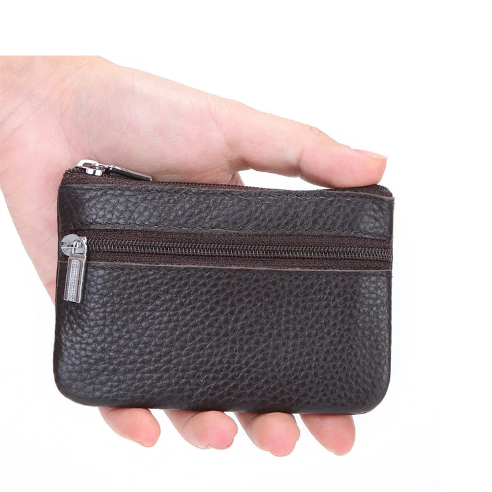 Men's Dual-Zip PU Leather Coin Purse with Card Slots Coin Purse Wallet QXL