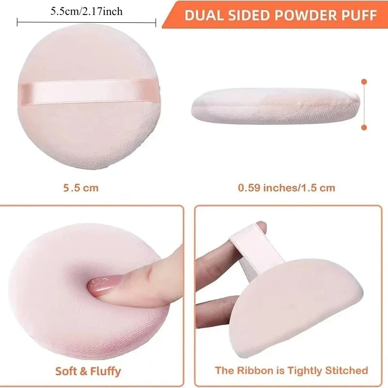 Super Soft Velour Powder Puffs 5 or 10 Pack | Loose & Pressed Makeup Powder Puff QXL