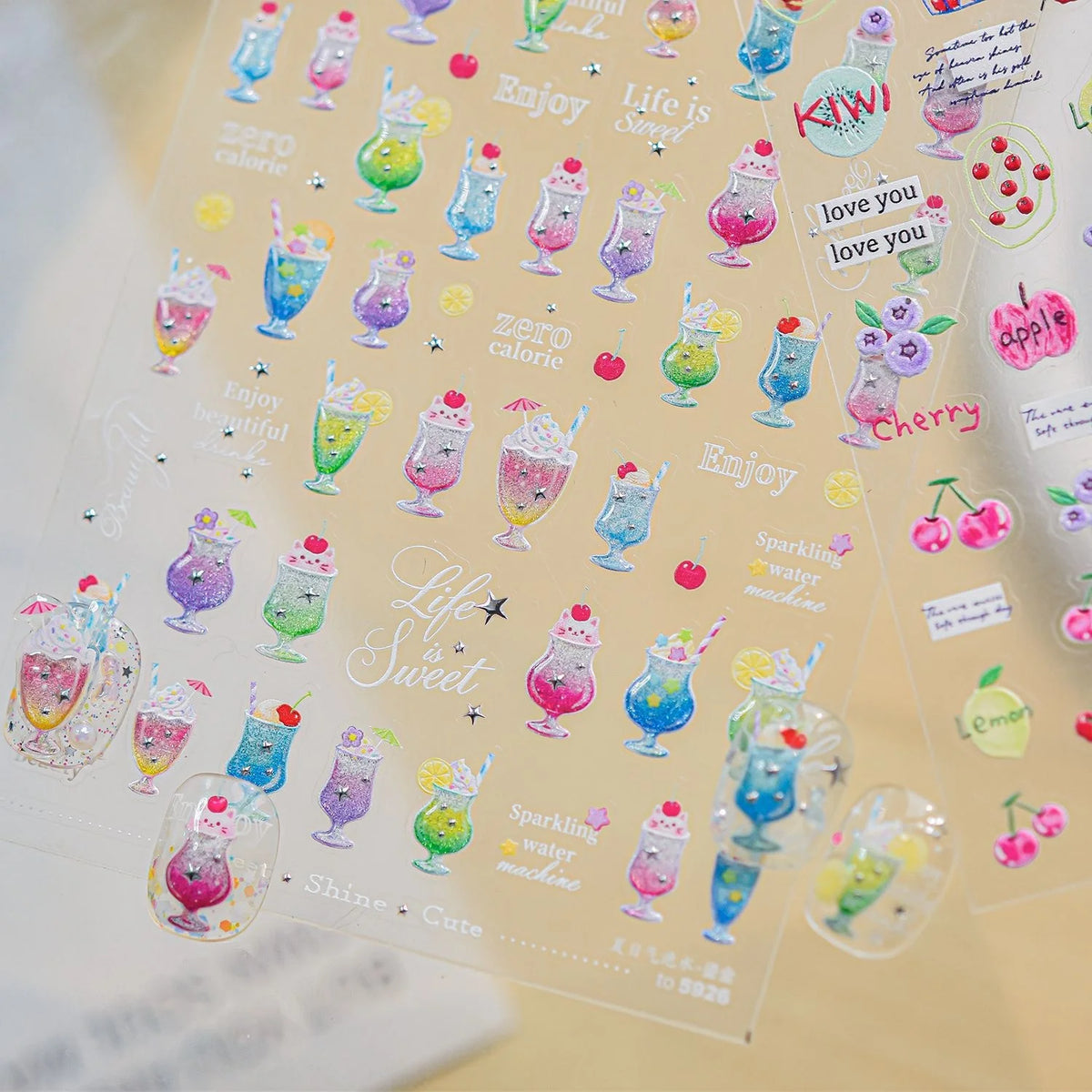 5D Summer Drinks Nail Stickers | Self-Adhesive Decals Nail Art Stickers QXL