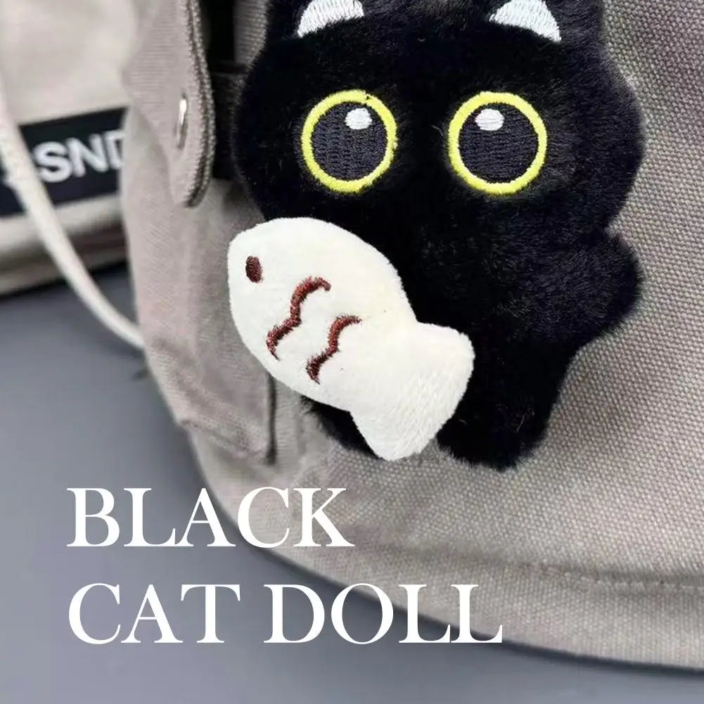 3D Plush Black Cat Keychain Bag Charm | Cute Cartoon Pendant Plush Keychain Charm QXL