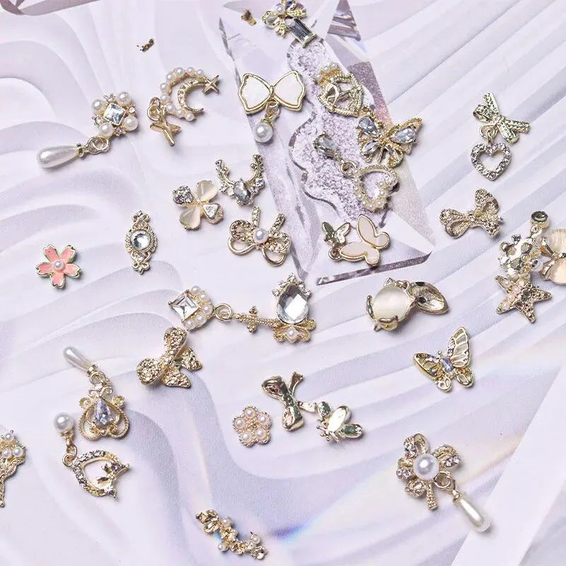 10-Pack 3D Alloy Nail Art Charms | Kawaii Bow & Butterfly Nail Art Charms QXL