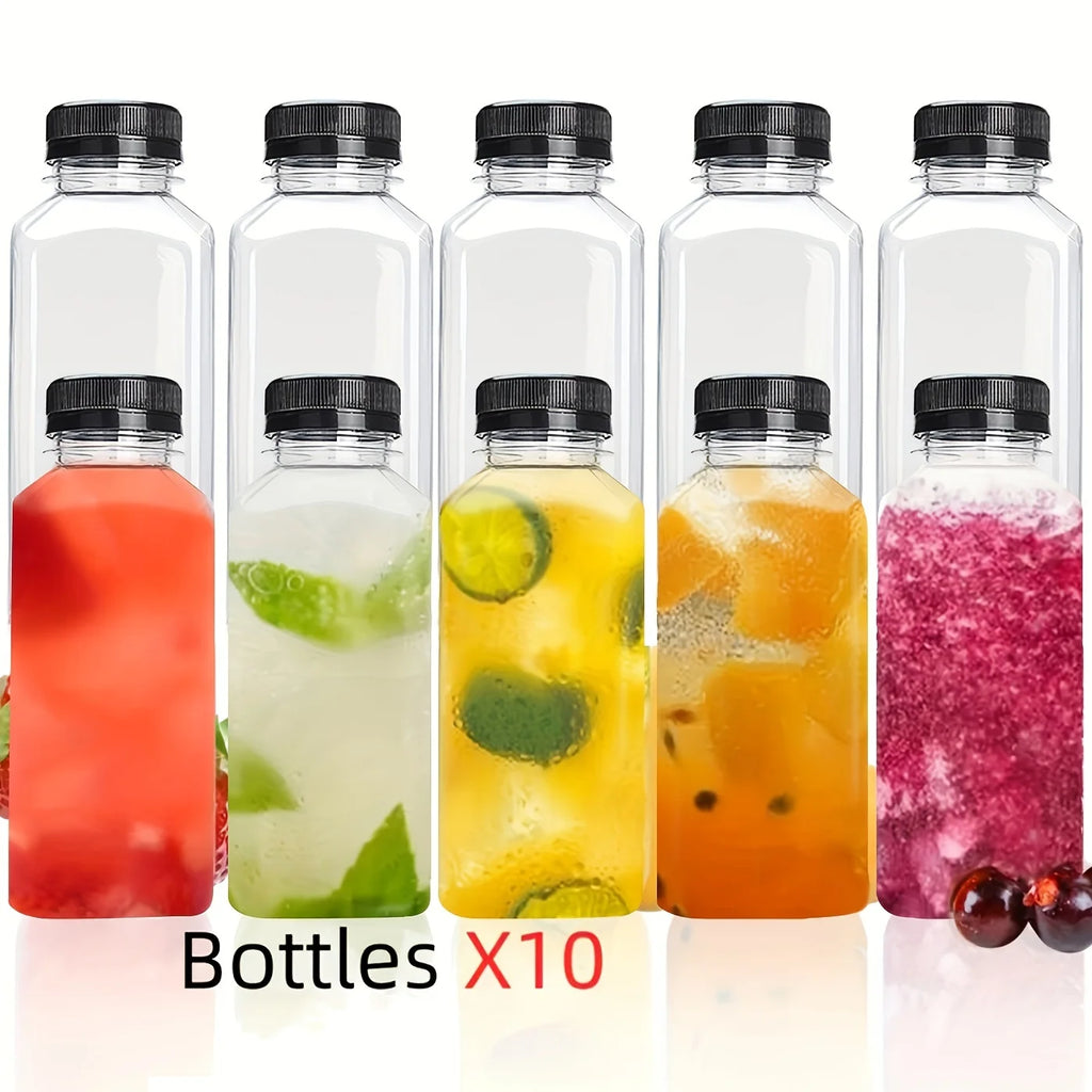 10-Pack Leak-Proof Clear Plastic Juice Bottles 150ml–500ml Plastic Drink Bottles QXL
