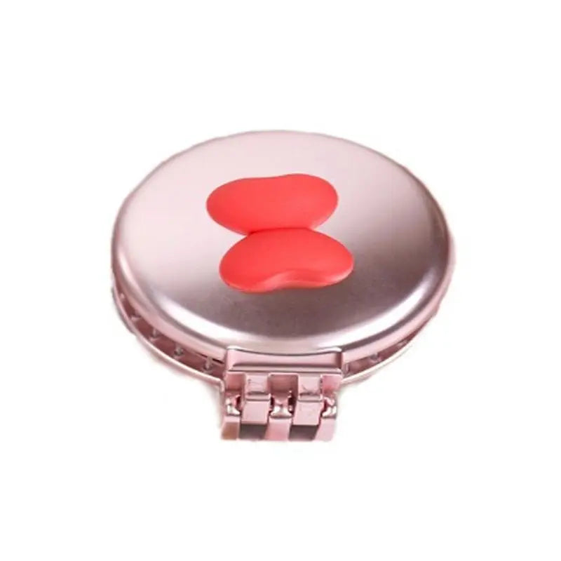 Heart-Shaped Folding Comb with Mirror & Air Cushion | Mini Folding Hair Comb QXL pink