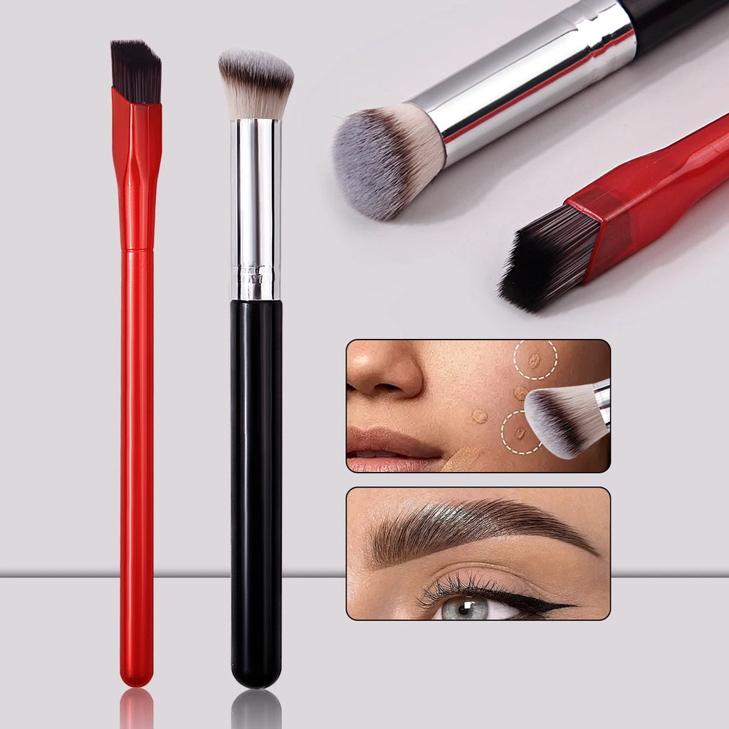 2-Pc Concealer & Angled Eyebrow Brush Set | Contour Kit Makeup Brush Set QXL MULTI