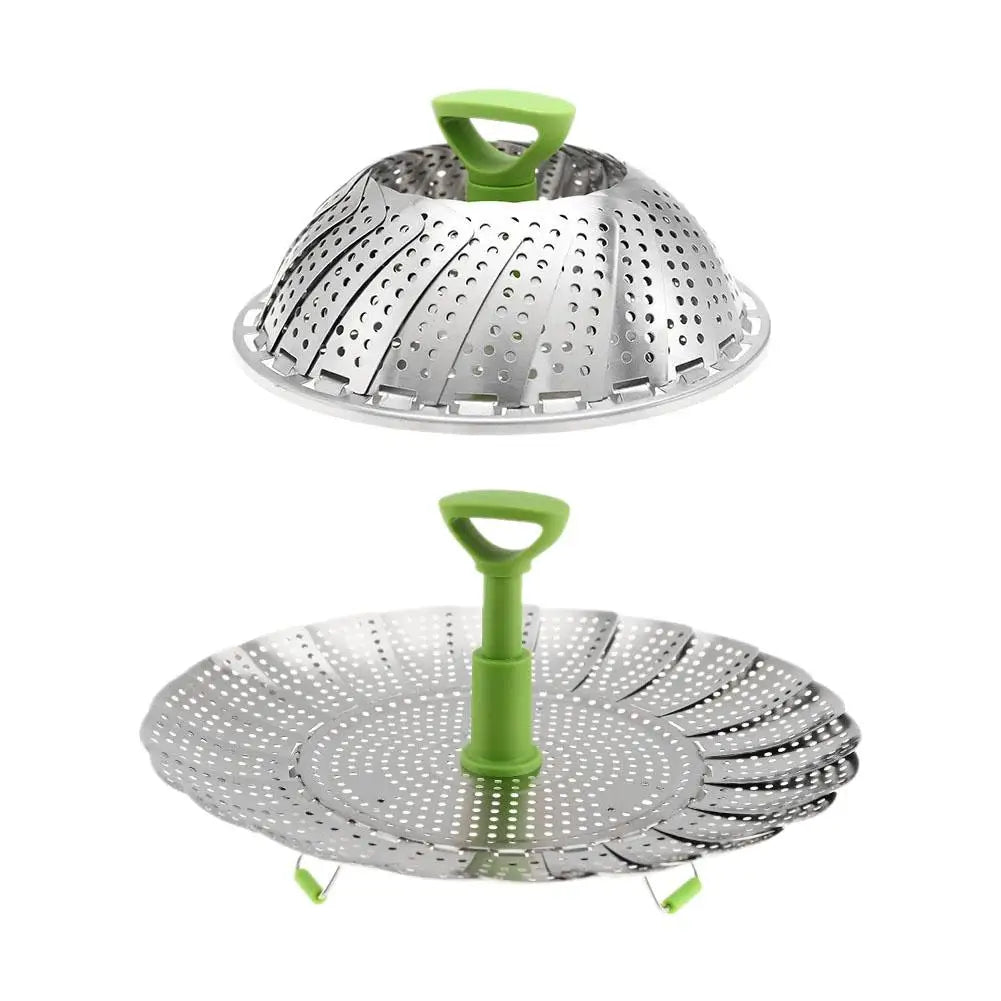 Foldable Stainless Steel Steamer Basket Set – 9" & 11" | 2-Pack Steamer Basket Set QXL