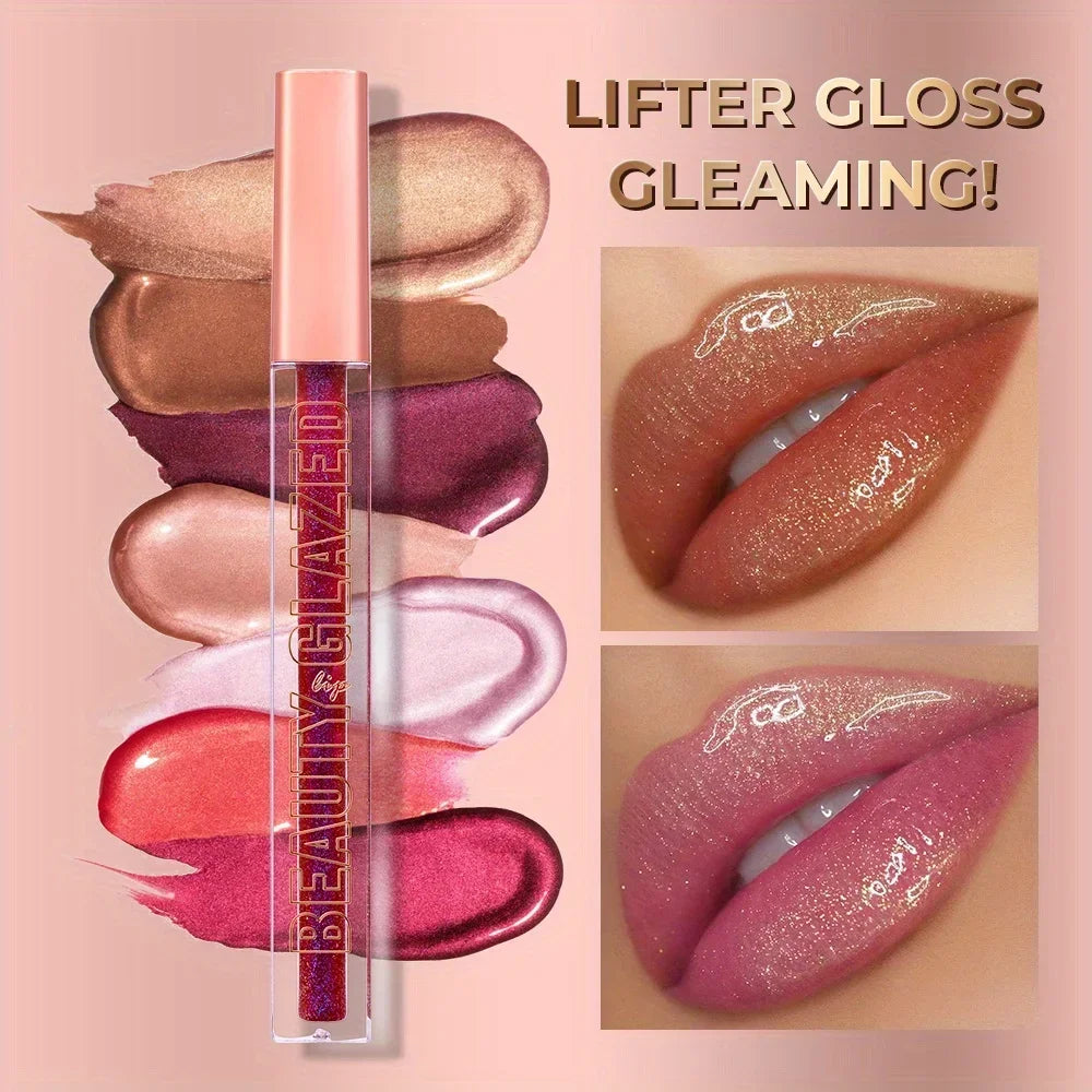Beauty Glazed Metallic Shimmer Lip Gloss – Waterproof & Long Lasting Metallic Lip Gloss QXL