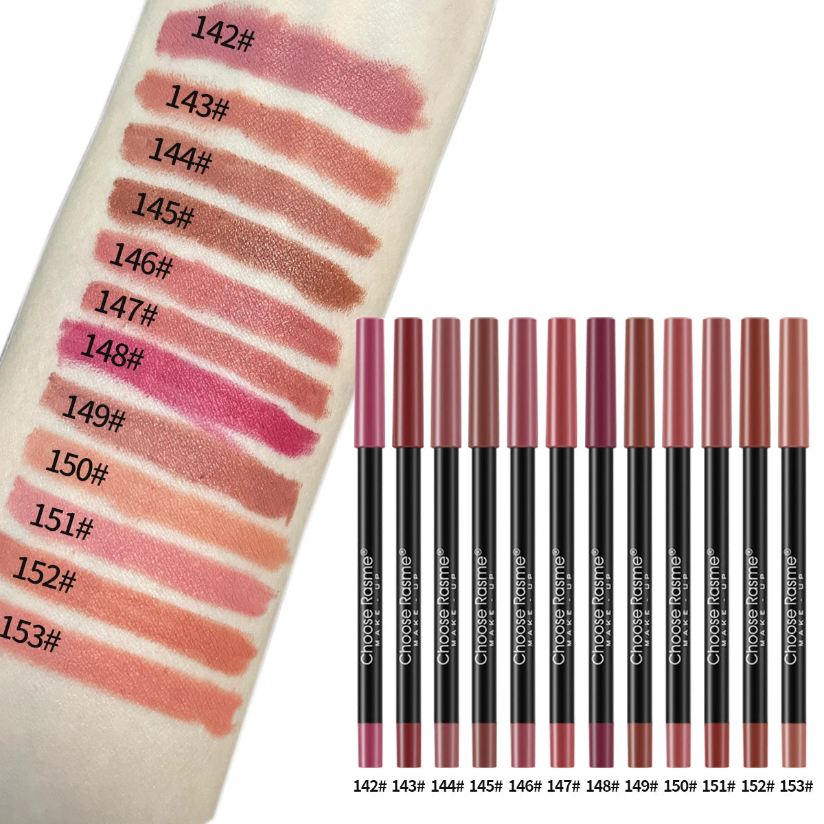 12-Piece Matte Lip Liner Set – Waterproof, Long-Lasting Nudes Lip Liner Set QXL