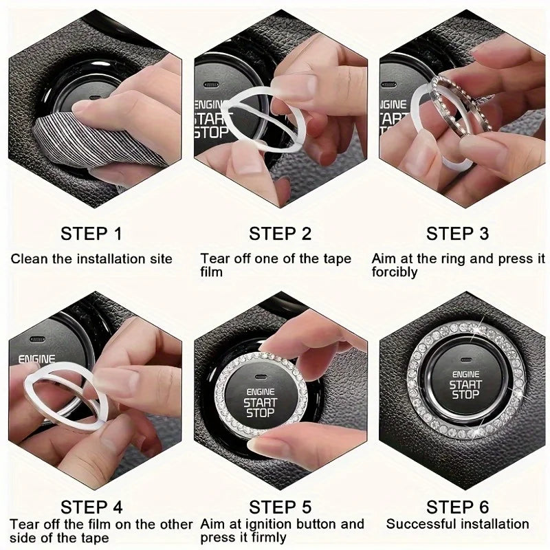 Car Start Button Decorative Ring | Interior Accent Trim Car Interior Trim QXL