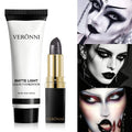 Matte White Foundation & Black Lipstick | Goth Halloween Set Cosplay Makeup Set QXL 2pcs