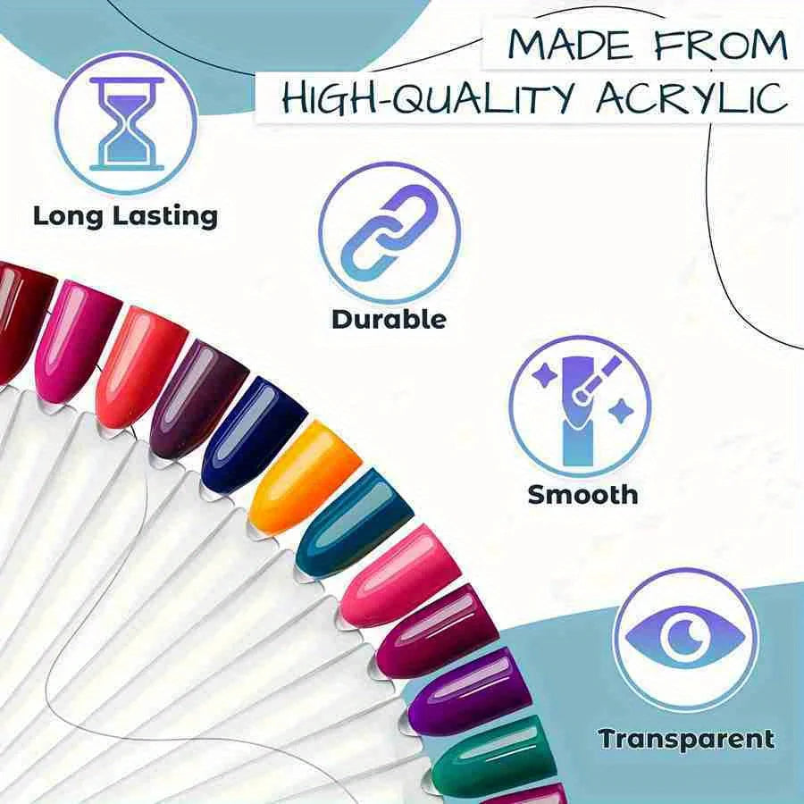 100-Pc Clear Nail Swatches Color Chart & Display Palette Stand Nail Swatch Display QXL