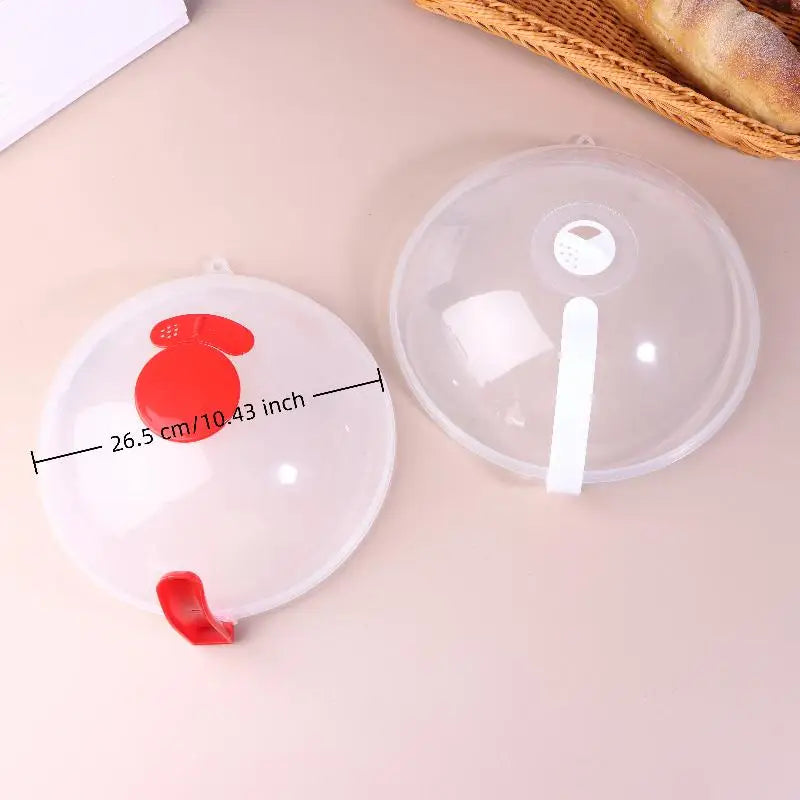 Microwave Splash Cover Lid with Steam Vent & Handle – Clear Microwave Lid Cover QXL