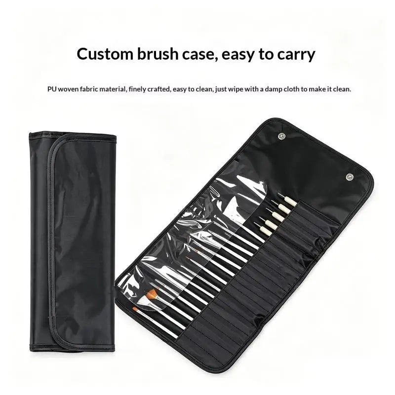 Roll-Up Nail Art Brush Holder & Pen Storage Bag – Waterproof Nail Brush Storage Roll QXL