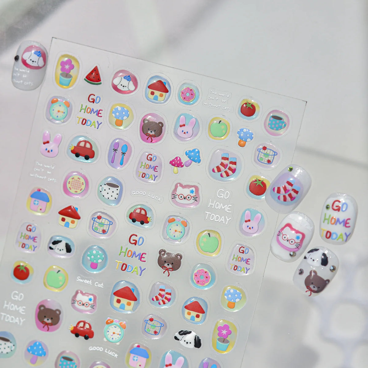 5D Nail Stickers – Cute Graffiti Jelly Oval Self-Adhesive Decals Nail Art Stickers QXL