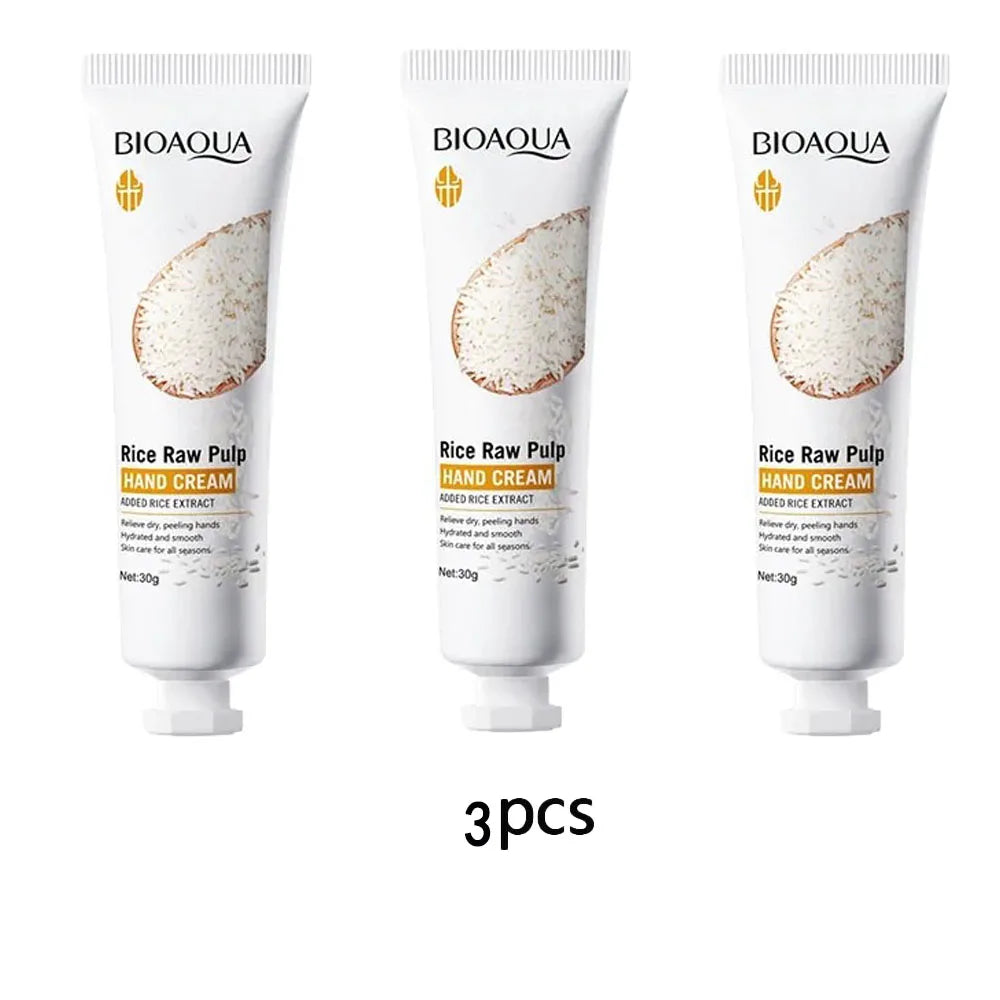 BIOAQUA Rice Hand Cream – Nourishing Deep Hydration 30g Hand Cream QXL 3pcs
