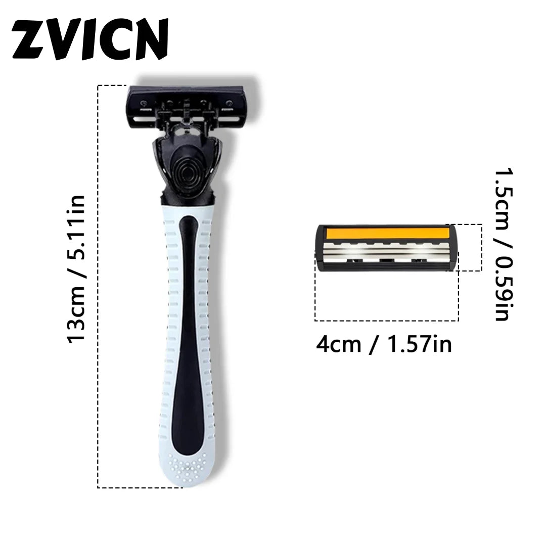 Men's 3-Layer Reusable Razor | Replaceable Head Shaver Manual Razor QXL