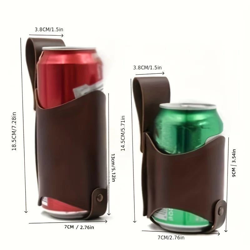 PU Leather Beer Can Holder – Adjustable Waist Belt 330–500ml Waist Belt Holster QXL
