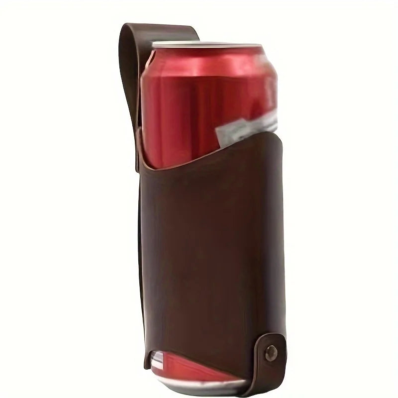 PU Leather Beer Can Holder – Adjustable Waist Belt 330–500ml Waist Belt Holster QXL