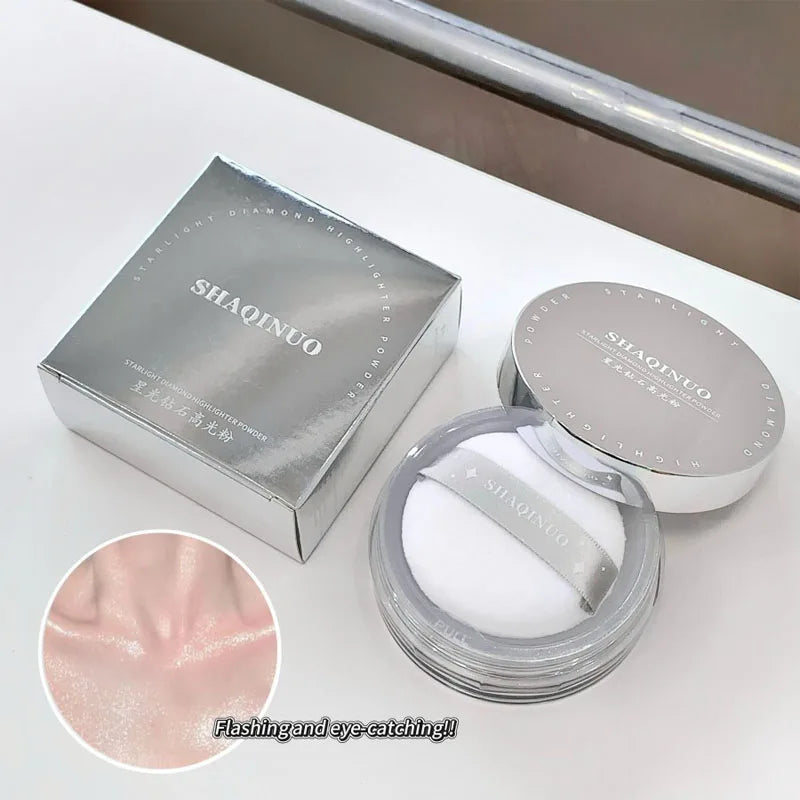 Diamond Shimmer Highlighter Powder – Waterproof Face Brightener Shimmer Highlighter Powder QXL