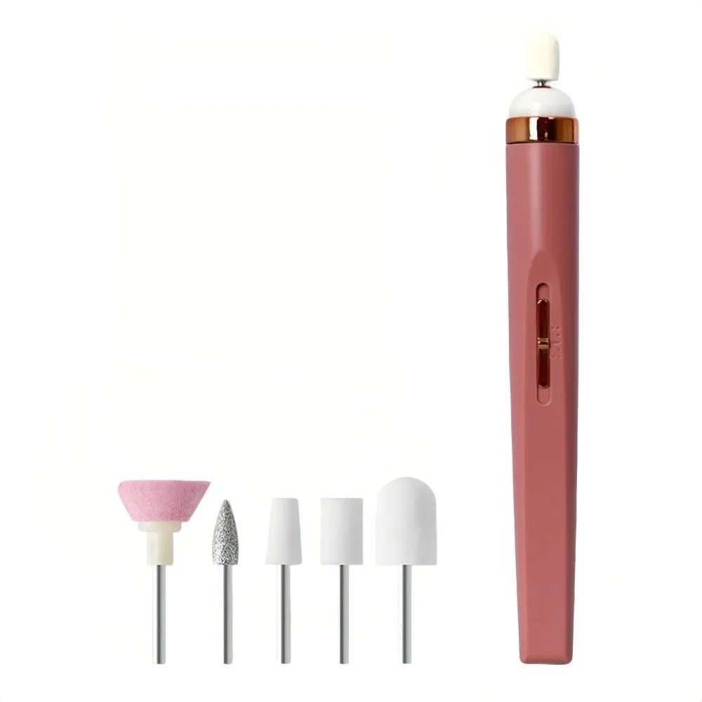 5-in-1 Rechargeable Electric Nail Grinder with LED Light Electric Nail Grinder QXL Dark Pink