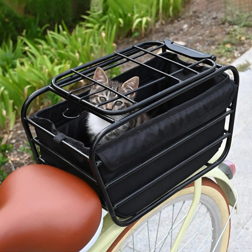 Carbon Steel Enclosed Bike Pet Carrier Basket – Rear Rack Bike Pet Carrier Basket QXL