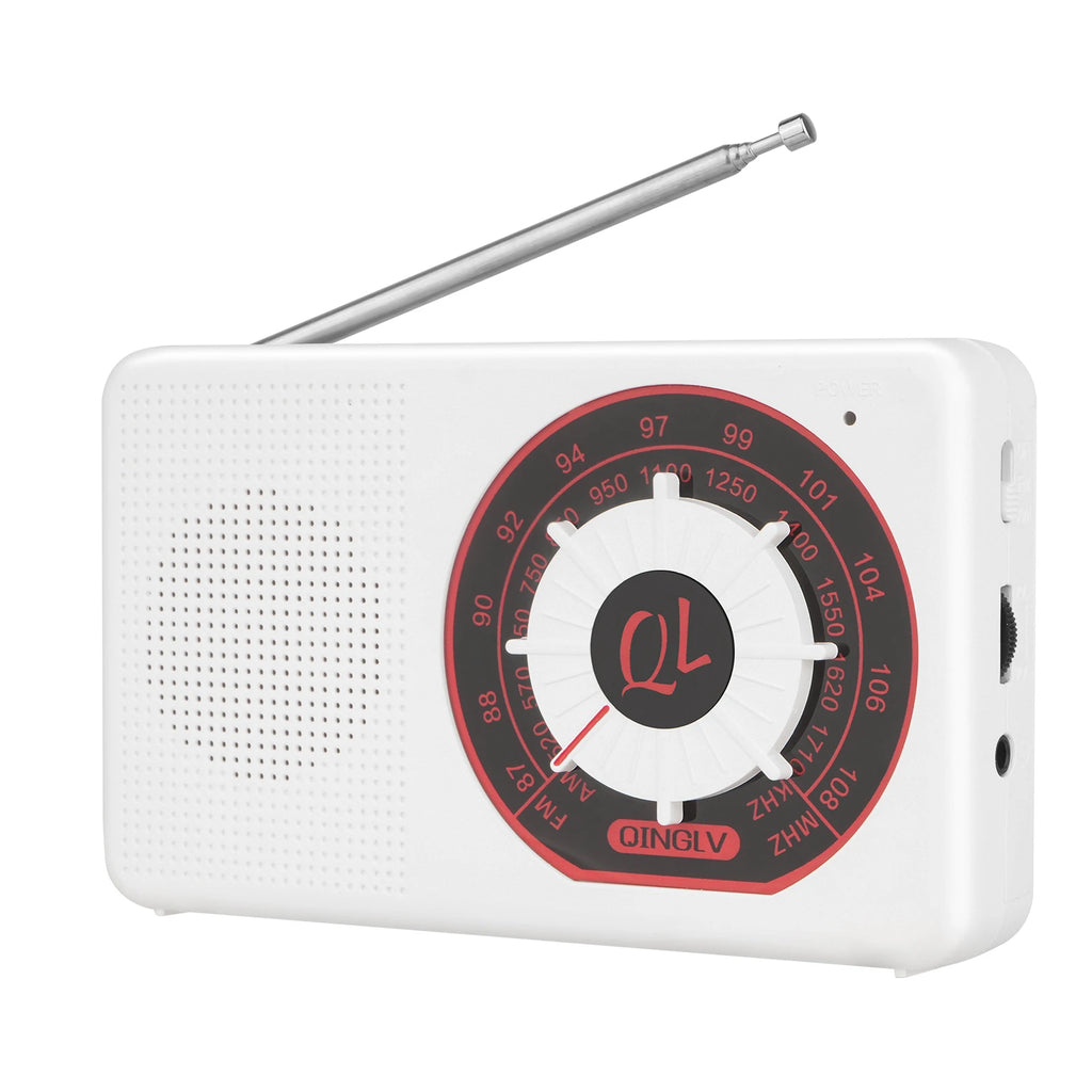 Portable AM/FM Radio | Big Speaker & Earphone Jack – White Portable AM/FM Radio QXL White