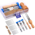 Needle Felting Set – 30 Needles, Wooden Handle & Finger Pad Needle Felting Kit QXL 34pcs