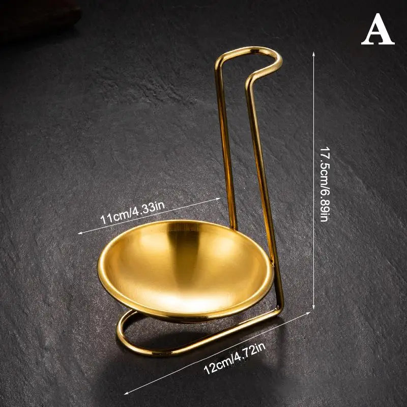 Stainless Steel Ladle & Spoon Rest Stand | Kitchen Utensil Rack Utensil Rack Stand QXL A Gold