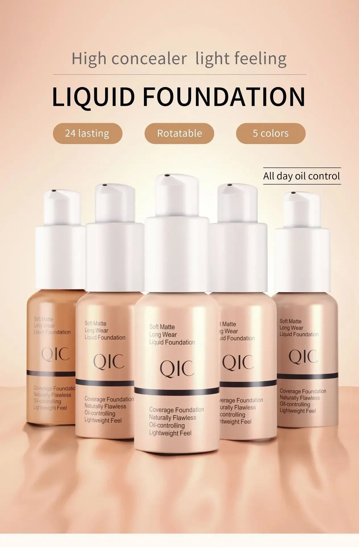 QIC Soft Matte Liquid Foundation BB Cream | Oil-Control 30ml Liquid Foundation QXL