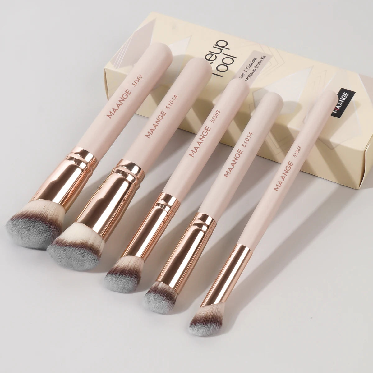 MAANGE 5-Piece Makeup Brush Set | Powder, Blush & Foundation Makeup Brush Set QXL
