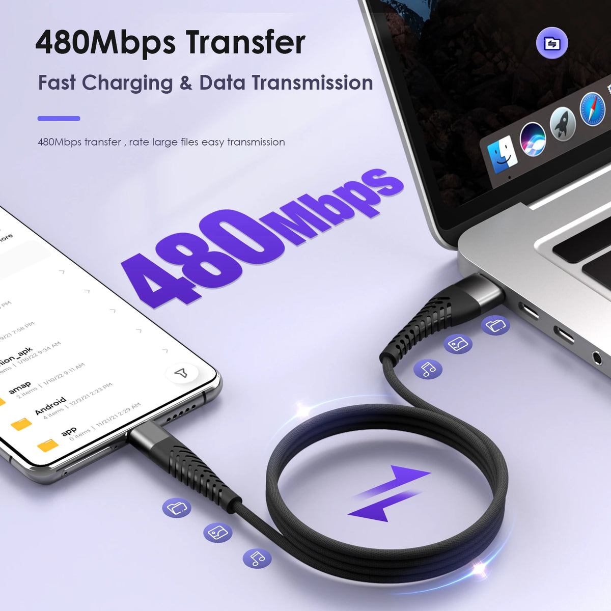 100W USB-C Fast Charging Cable 6A | Samsung, Xiaomi & More USB-C Charging Cable QXL