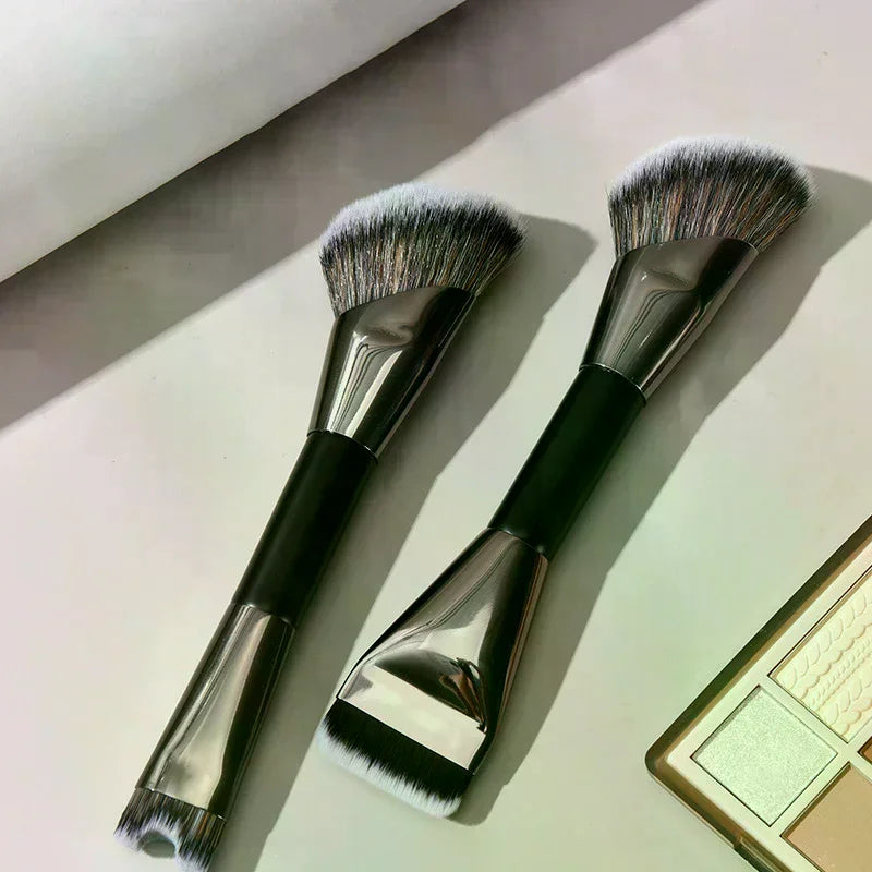 Double-Ended Makeup Brush – Powder, Blush & Contour Dual-End Makeup Brush QXL
