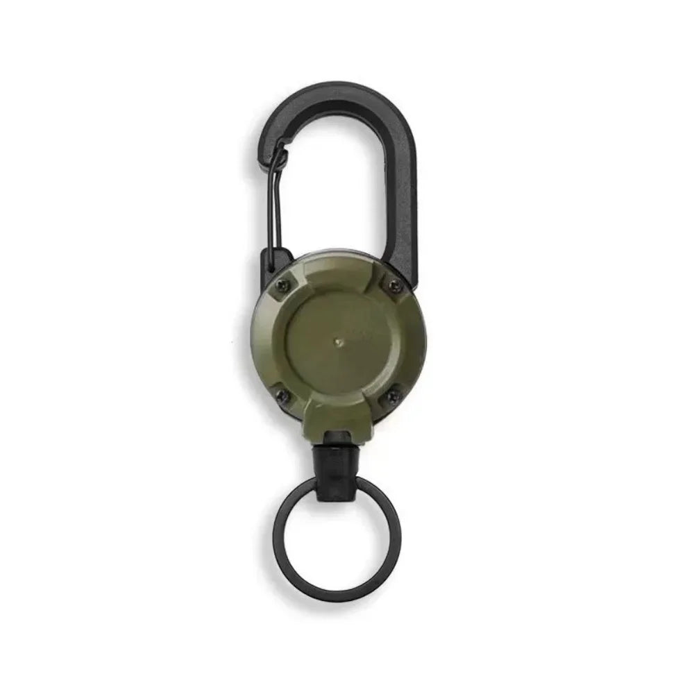 Retractable Badge Reel Carabiner Clip – Steel Wire Rope 1/5 Pack Retractable Badge Reel QXL Green 1pc
