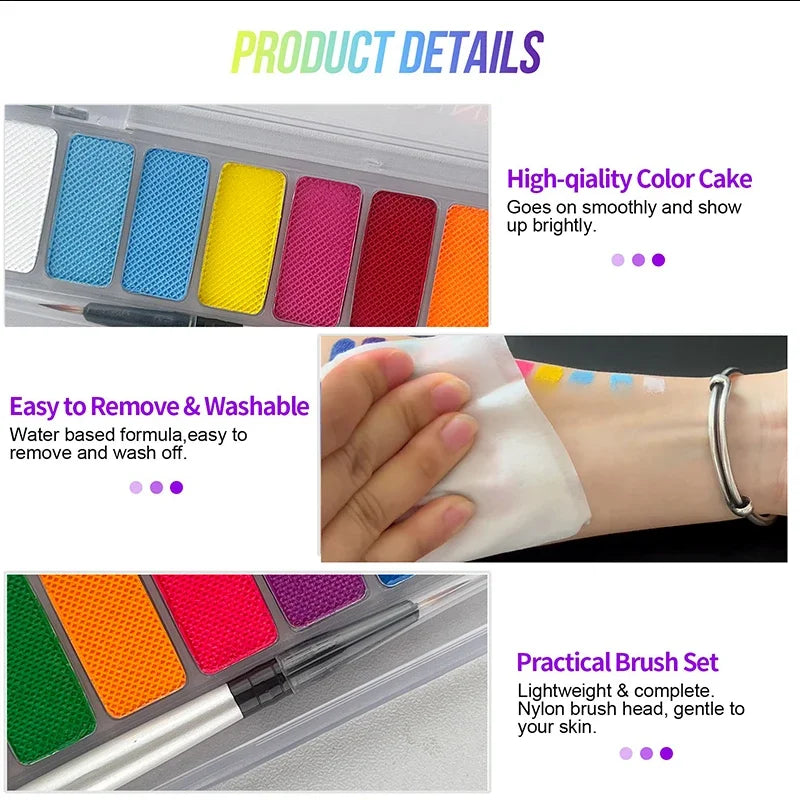 10-Color UV Neon Face & Body Paint | Halloween Party Set Face & Body Paint QXL
