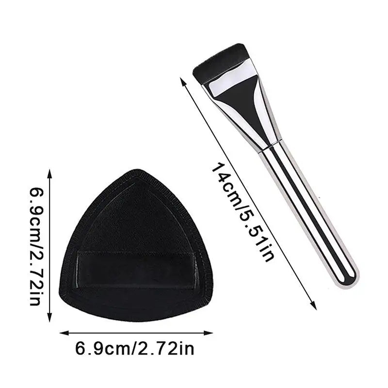 Flat Top Foundation Brush & Powder Puff Set | Makeup Tools Foundation Brush Set QXL