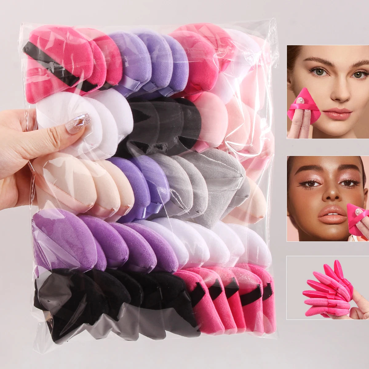 100-Pack Triangle Powder Puffs | Soft Makeup Sponge Set Makeup Powder Puff QXL 50pcs color mixing