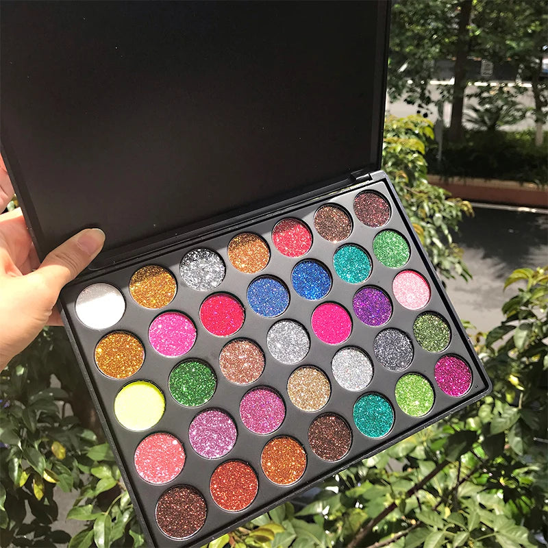 VERONNI 35-Color Glitter Metallic Eyeshadow Palette | Shimmer Eyeshadow Palette QXL 35 Glitter Colors