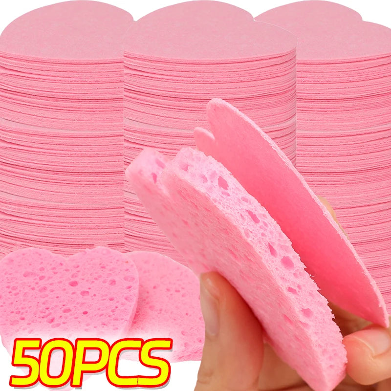 50-Pack Natural Wood Pulp Facial Cleansing Sponge Puffs Facial Cleansing Sponge QXL