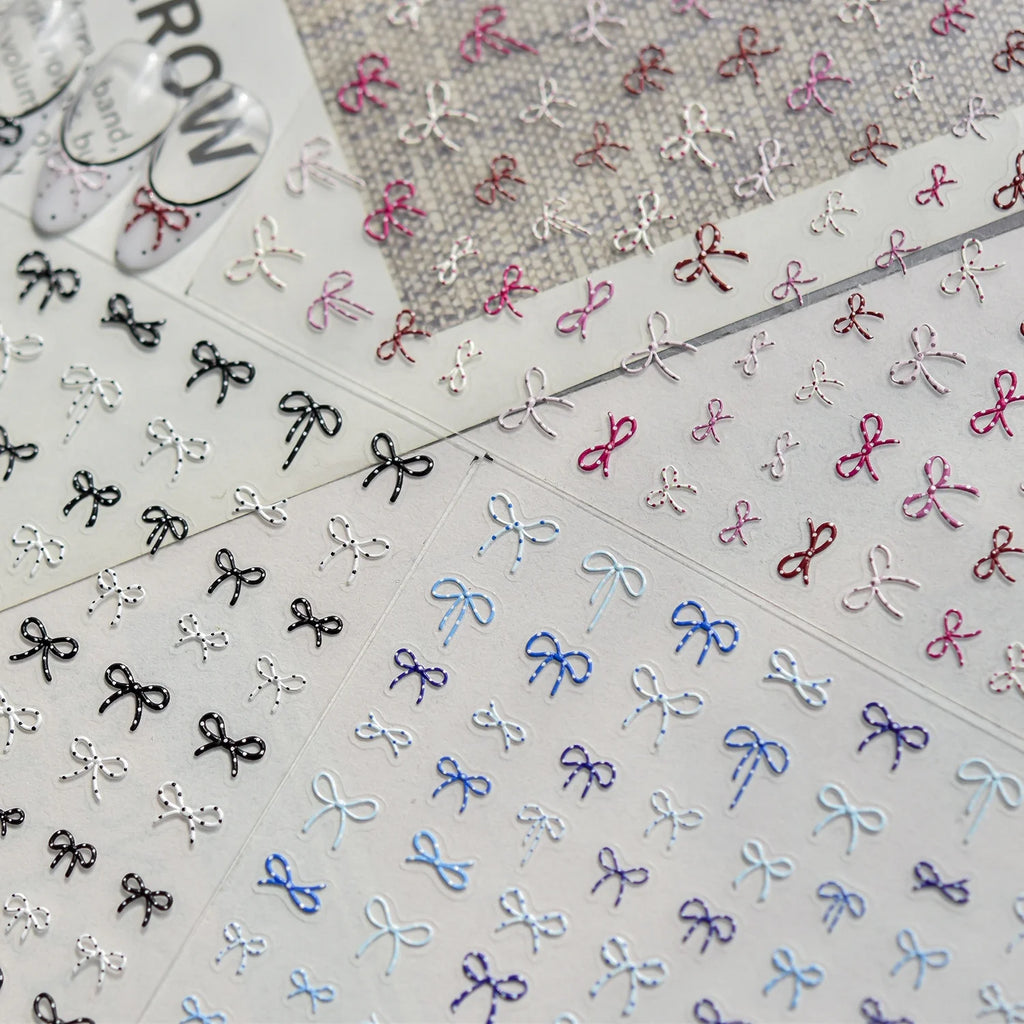 5D Embossed Bow Nail Stickers | French Ribbon DIY Nail Decals Nail Art Stickers QXL
