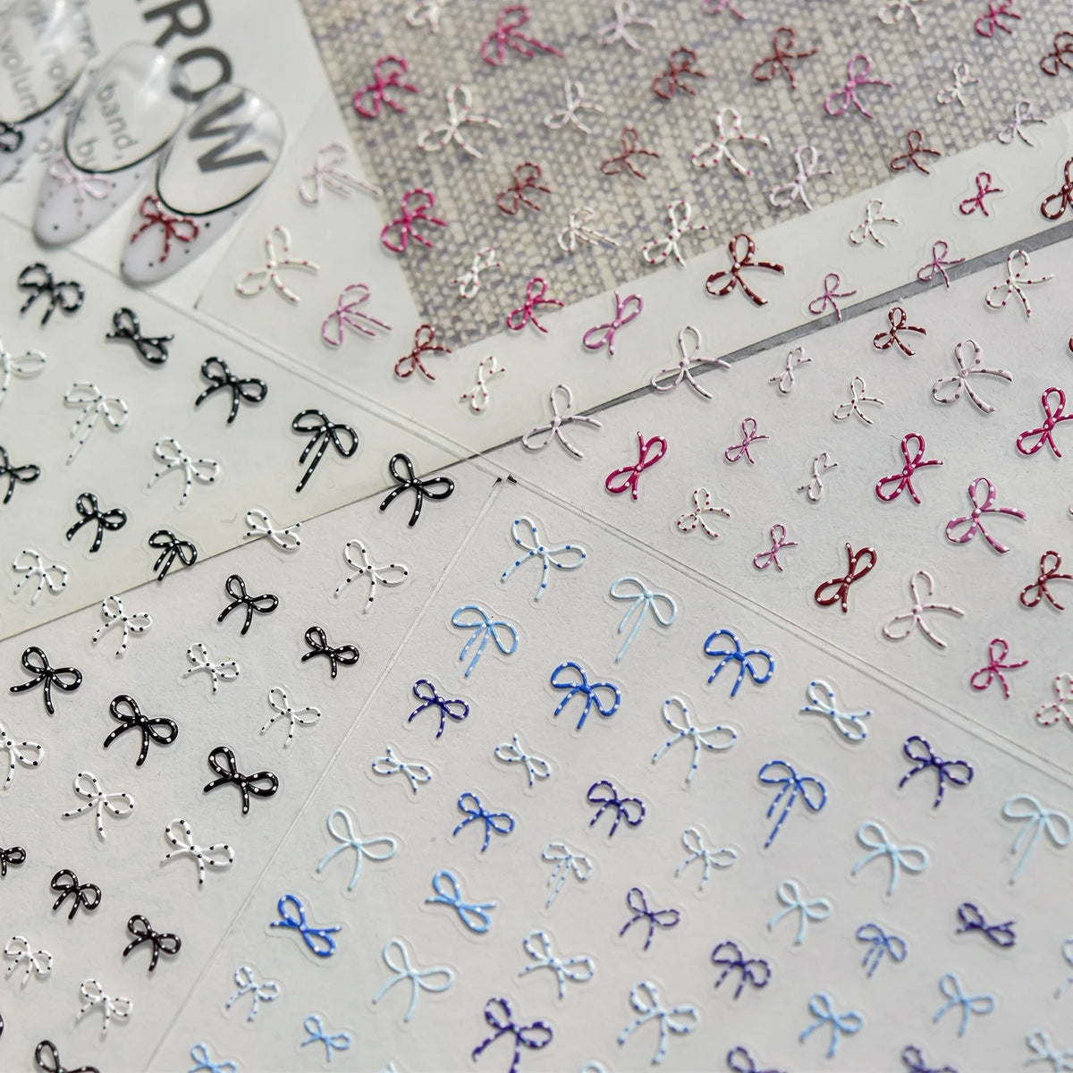 5D Embossed Bow Nail Stickers | French Ribbon DIY Nail Decals Nail Art Stickers QXL