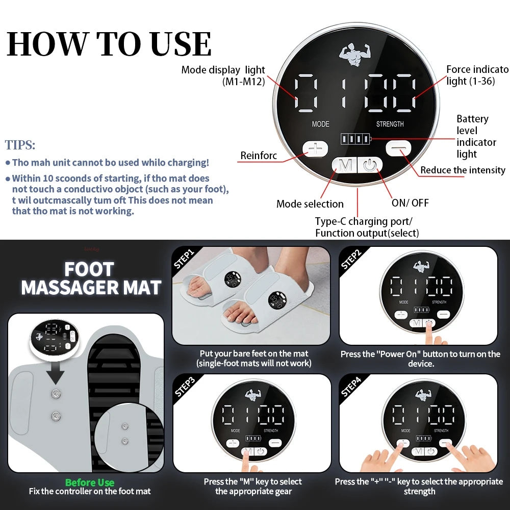 Smart EMS & TENS Foot Massager | Home Spa Recovery Device EMS Foot Massager QXL